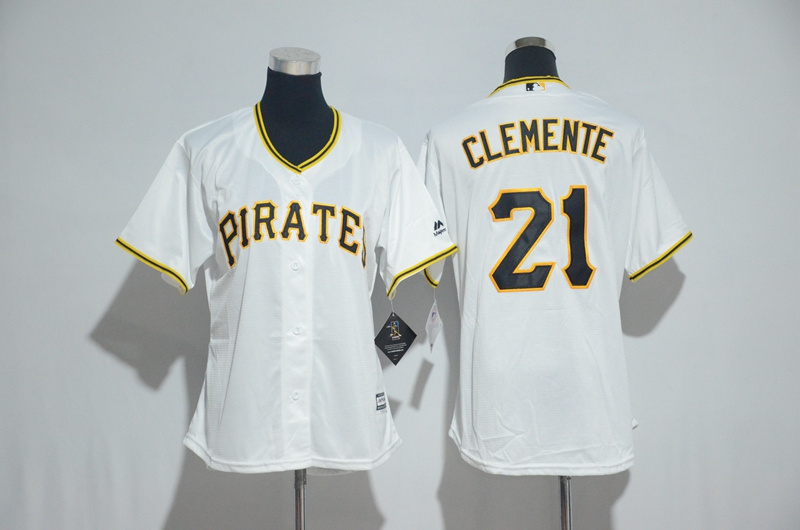 Womens 2017 MLB Pittsburgh Pirates #21 Clemente White Jerseys->women mlb jersey->Women Jersey